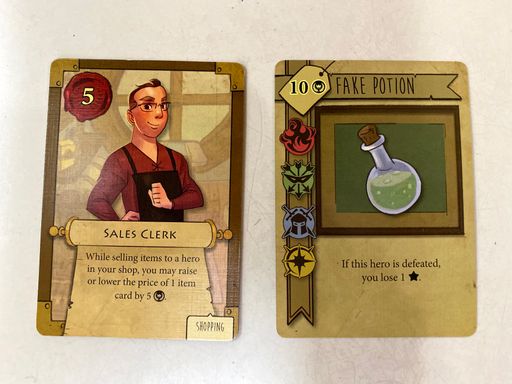 Sales Clerk card and Fake Potion card